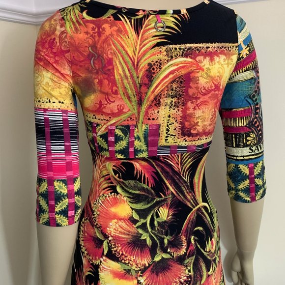 Save the Queen made in Italy Beautiful multicolor Poly Spandex Tunic Top S - Picture 11 of 16